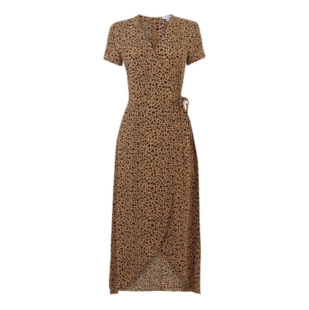 Warehouse- Wrap Leopard Print Dress View 2